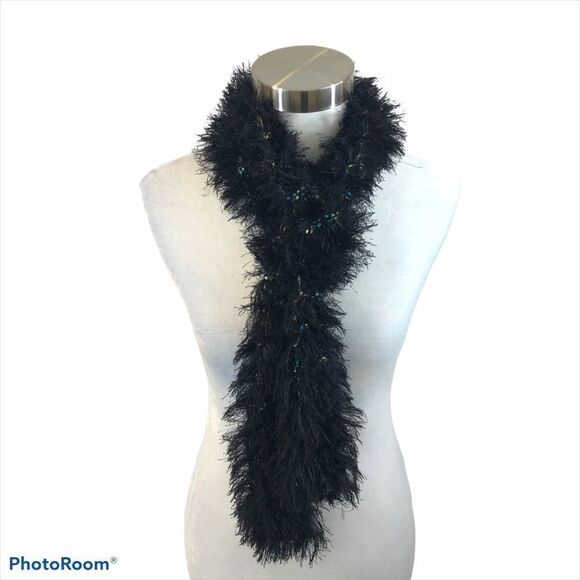 ‎Hand made Black Feather Inspired Scarf - Picture 8 of 8